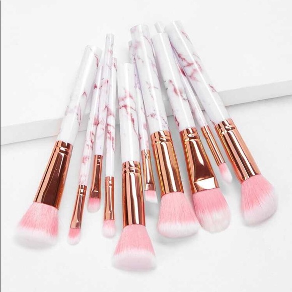 Other - New marble handle makeup brush set, 10 pieces